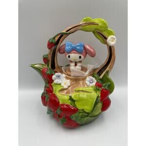 Sanrio Hello Kitty Strawberry and Flowers Ceramic Teapot By Blue Sky *Brand New*